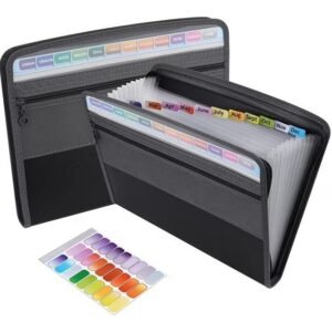 LANNEY Expanding File Folder 13 Pockets Portable Letter A4 Paper Accordion File Organizer for School Office Documents