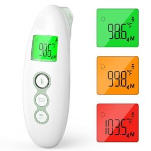 Momcozy Non-Contact Forehead and Ear Thermometer, Digital Infrared Thermometer for Adults and Kids, with Child Mode, Fever Alarm Function, Mute and Memory Functions, Fast and Accurate Measurement