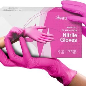 FifthPulse Fuchsia Hot Pink Nitrile Disposable Gloves -3 Mil Medical Exam Nitrile Gloves -Powder and Latex Free
